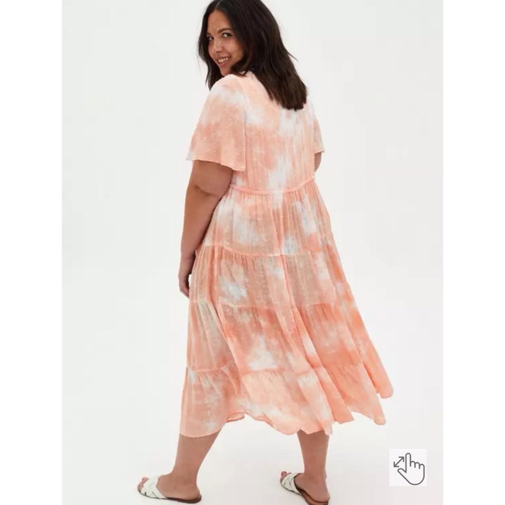 torrid Peach Tie-Dye Kimono Duster - Picture 2 of 6